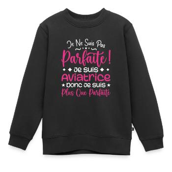 Ein mehr als perfekter Flieger, ein Traumberuf - Kinder Premium Organic Sweatshirt - Schwarz - Vorne - AI Model Kid Female (0cm)