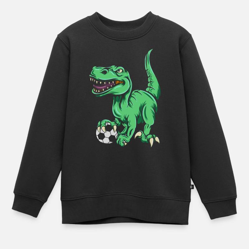 T-Rex Dinosaur Trex Dino Football - Kids Premium Organic Sweatshirt - black