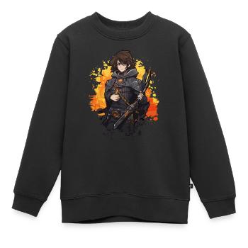 Fantasy RPG Game Anime Character - Anime Shirt - Kids Premium Organic Sweatshirt - black - Front - AI Model Kid Female (0cm)