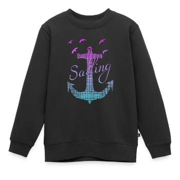 Anker Skipper Kapitän Segeln - Kinder Premium Organic Sweatshirt - Schwarz - Vorne - AI Model Kid Female (0cm)