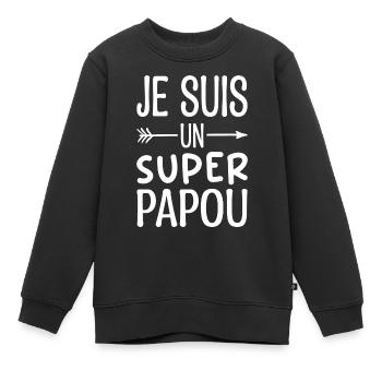 Ich bin ein Super-Papua - Papua-Humor Lustiges Geschenk - Kinder Premium Organic Sweatshirt - Schwarz - Vorne - AI Model Kid Female (0cm)