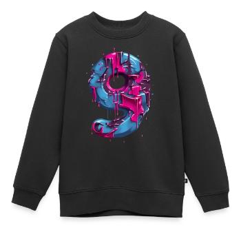 NR. 9 NUMMER 9 COOL 9. GEBURTSTAG - Kinder Premium Organic Sweatshirt - Schwarz - Vorne - AI Model Kid Female (0cm)