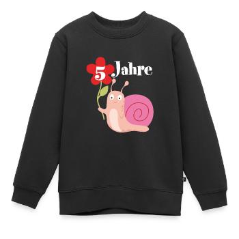 Schnecke gratuliert zum 5. Geburtstag ich bin fünf - Kinder Premium Organic Sweatshirt - Schwarz - Vorne - AI Model Kid Female (0cm)