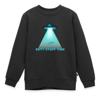 Funny UFO Abduction Human Experiments - Kinder Premium Organic Sweatshirt - Schwarz - Vorne - AI Model Kid Female (0cm)