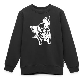 Schwein - Kinder Premium Organic Sweatshirt - Schwarz - Vorne - AI Model Kid Female (0cm)