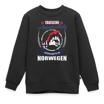 Tausche Arbeitsplatz gegen Hütte in Norwegen - Kinder Premium Organic Sweatshirt - Schwarz - Vorne - AI Model Kid Female (0cm)