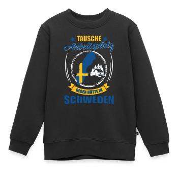 Tausche Arbeitsplatz gegen Hütte in Schweden - Kinder Premium Organic Sweatshirt - Schwarz - Vorne - AI Model Kid Female (0cm)