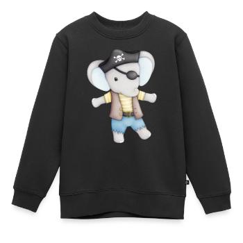 niedlicher Elefant als Pirat - Kinder Premium Organic Sweatshirt - Schwarz - Vorne - AI Model Kid Female (0cm)