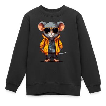 Urban Rodent: Streetwise Mouse Vibes - Sweat Premium enfant bio - noir - Devant - AI Model Kid Female (0cm)