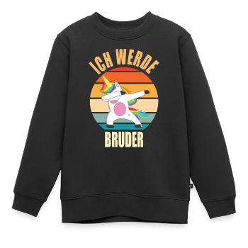 Ich werde bruder - Einschulung Dino - Kinder Premium Organic Sweatshirt - Schwarz - Vorne - AI Model Kid Female (0cm)