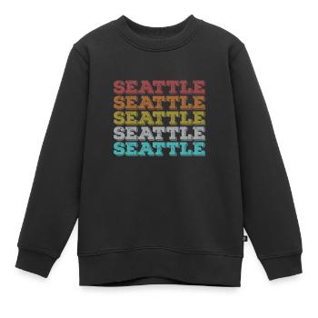 Seattle Retro - Kinder Premium Organic Sweatshirt - Schwarz - Vorne - AI Model Kid Female (0cm)