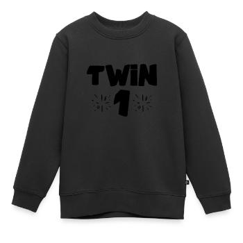 Twin Number One Funny Twin - Kinder Premium Organic Sweatshirt - Schwarz - Vorne - AI Model Kid Female (0cm)