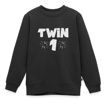 Twin Number One Funny Twin - Kinder Premium Organic Sweatshirt - Schwarz - Vorne - AI Model Kid Female (0cm)