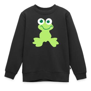 Kindermotiv: Frosch - Kinder Premium Organic Sweatshirt - Schwarz - Vorne - AI Model Kid Female (0cm)