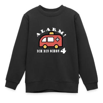 Alarm ich bin schon 4 Krankenwagen - Kinder Premium Organic Sweatshirt - Schwarz - Vorne - AI Model Kid Female (0cm)