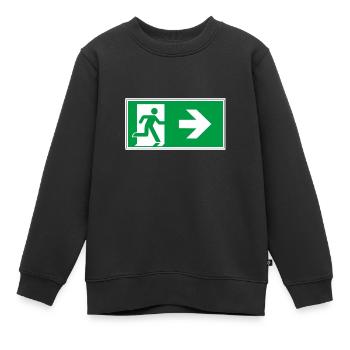 la voie de sauvetage autocollant panneau de secours sortie droit go - Sweat Premium enfant bio - noir - Devant - AI Model Kid Female (0cm)