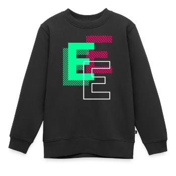 Anfangsbuchstabe E Design Geschenk - Kinder Premium Organic Sweatshirt - Schwarz - Vorne - AI Model Kid Female (0cm)