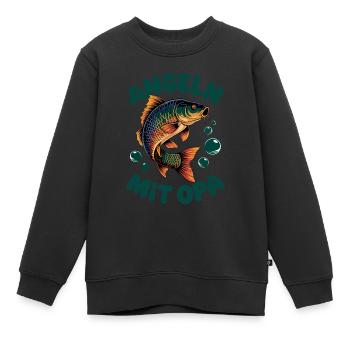 Angeln mit Opa Angelmotiv für Jungen und Mädchen - Kinder Premium Organic Sweatshirt - Schwarz - Vorne - AI Model Kid Female (0cm)