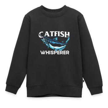 Citation amusante de poisson-chat Le poisson chuchoteur attrape Welsfis - Sweat Premium enfant bio - noir - Devant - AI Model Kid Female (0cm)