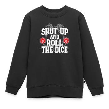 RPG Tais-toi et lance les dés D20 - Sweat Premium enfant bio - noir - Devant - AI Model Kid Female (0cm)