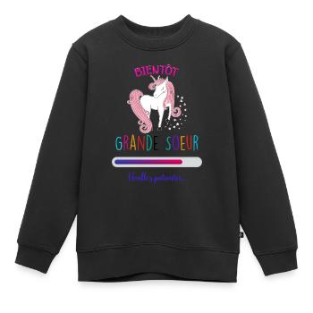 Bientôt grande soeur - Sweat Premium enfant bio - noir - Devant - AI Model Kid Female (0cm)