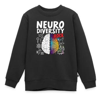 Neurodiversität Felsen Regenbogen Gehirn Autismus ASD ADHS - Kinder Premium Organic Sweatshirt - Schwarz - Vorne - AI Model Kid Female (0cm)