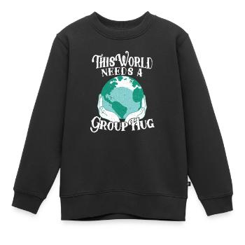 Diese Welt braucht eine Gruppenumarmung Weltfriedenstag - Kinder Premium Organic Sweatshirt - Schwarz - Vorne - AI Model Kid Female (0cm)