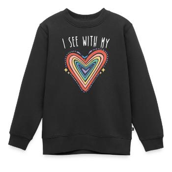 Braille Heart Visually Impaired Blind Awareness - Kids Premium Organic Sweatshirt - black - Front - AI Model Kid Female (0cm)