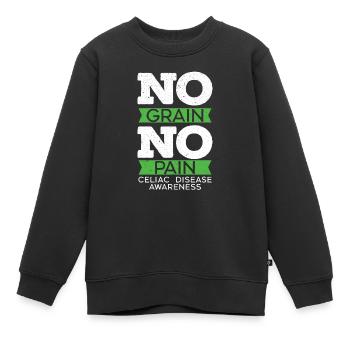Pas de grain Pas de douleur Mois de sensibilisation à la maladie cœliaque - Sweat Premium enfant bio - noir - Devant - AI Model Kid Female (0cm)