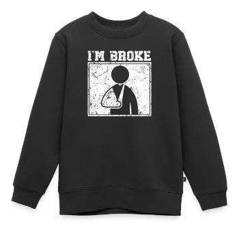 Je suis fauché Fracture Blessure à la main Récupération Réadaptation - Sweat Premium enfant bio - noir - Devant - AI Model Kid Female (0cm)