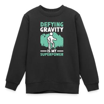 Der Schwerkraft trotzen ist meine Superkraft gebrochene Beinverletzung - Kinder Premium Organic Sweatshirt - Schwarz - Vorne - AI Model Kid Female (0cm)