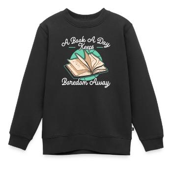 Ein Buch pro Tag hält Langeweile fern Bücherwurm-Lesen - Kinder Premium Organic Sweatshirt - Schwarz - Vorne - AI Model Kid Female (0cm)