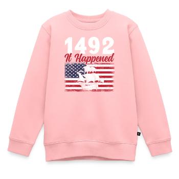 Columbus Day Christophe Colomb Navigateur - Sweat Premium enfant bio - rose - Devant - AI Model Kid Female (0cm)