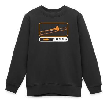 Slide Pour jouer de l’instrument de musique Musicien Trombone - Sweat Premium enfant bio - noir - Devant - AI Model Kid Female (0cm)