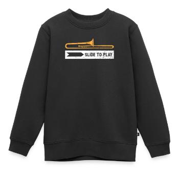 Slide Pour jouer de l’instrument de musique Musicien Trombone - Sweat Premium enfant bio - noir - Devant - AI Model Kid Female (0cm)