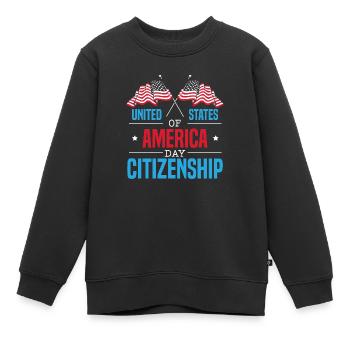 United States Of America Day Staatsbürgerschaft USA Flagge - Kinder Premium Organic Sweatshirt - Schwarz - Vorne - AI Model Kid Female (0cm)