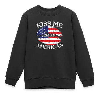Kiss Me I'm An American USA Constitution Day - Kids Premium Organic Sweatshirt - black - Front - AI Model Kid Female (0cm)