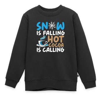 La neige tombe Le cacao chaud appelle le froid glacial - Sweat Premium enfant bio - noir - Devant - AI Model Kid Female (0cm)