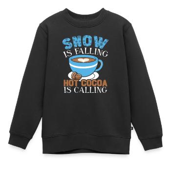 La neige tombe Le cacao chaud appelle le froid glacial - Sweat Premium enfant bio - noir - Devant - AI Model Kid Female (0cm)