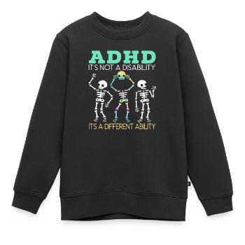 TDAH C’est une capacité différente Nérodiversité - Sweat Premium enfant bio - noir - Devant - AI Model Kid Female (0cm)