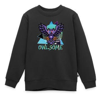 Eulenartiger Eulenliebhaber Nachtaktiver Vogel Eulenflüsterer - Kinder Premium Organic Sweatshirt - Schwarz - Vorne - AI Model Kid Female (0cm)