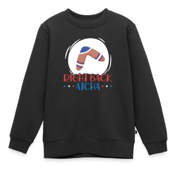 Arrière droit Atcha Boomerang Throw Sport Australien - Sweat Premium enfant bio - noir - Devant - AI Model Kid Female (0cm)