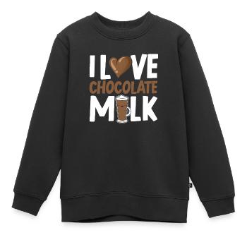 J’adore le buveur de lait au chocolat Choco Drink Flavor - Sweat Premium enfant bio - noir - Devant - AI Model Kid Female (0cm)