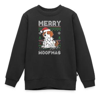 Merry Woofmas Christmas Day Dog Lover Puppy Owner - Sweat Premium enfant bio - noir - Devant - AI Model Kid Female (0cm)