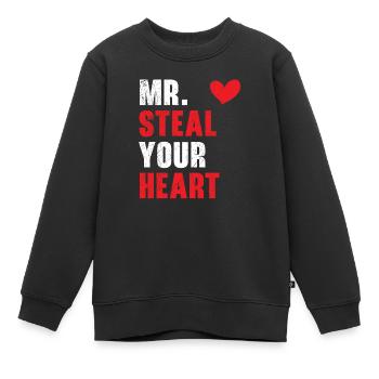 Mr. Steal Your Heart Valentinstag Herztag - Kinder Premium Organic Sweatshirt - Schwarz - Vorne - AI Model Kid Female (0cm)