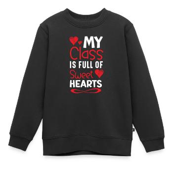 Meine Klasse ist voller süßer Herzen Valentinstag - Kinder Premium Organic Sweatshirt - Schwarz - Vorne - AI Model Kid Female (0cm)