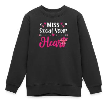 Miss Steal Your Heart Valentinstag Herztag - Kinder Premium Organic Sweatshirt - Schwarz - Vorne - AI Model Kid Female (0cm)
