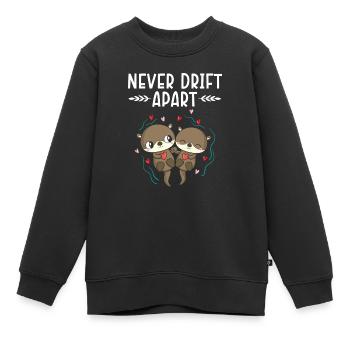 Drift Never Drift Apart Valentinstag Hearts Day Otter - Kinder Premium Organic Sweatshirt - Schwarz - Vorne - AI Model Kid Female (0cm)