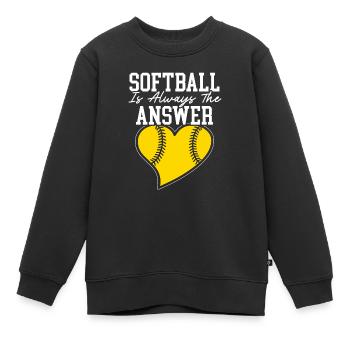 Softball ist immer die Antwort Softball-Spieler - Kinder Premium Organic Sweatshirt - Schwarz - Vorne - AI Model Kid Female (0cm)