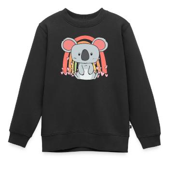Valentinstag Herztag Amor Liebe Lama Koala - Kinder Premium Organic Sweatshirt - Schwarz - Vorne - AI Model Kid Female (0cm)